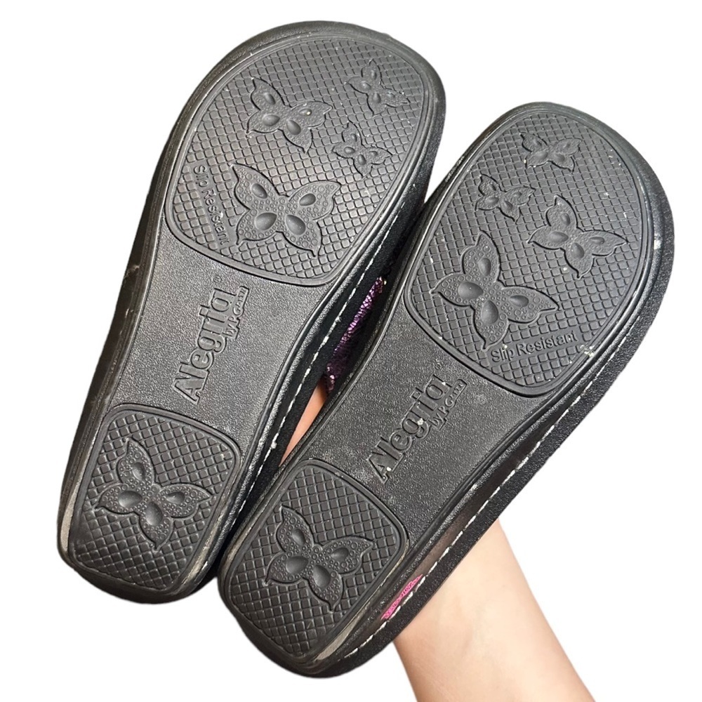 Alegria Karmen Sandals Womens Purple Metallic Slip On Adjustable Shoes Size 8 - Picture 7 of 9